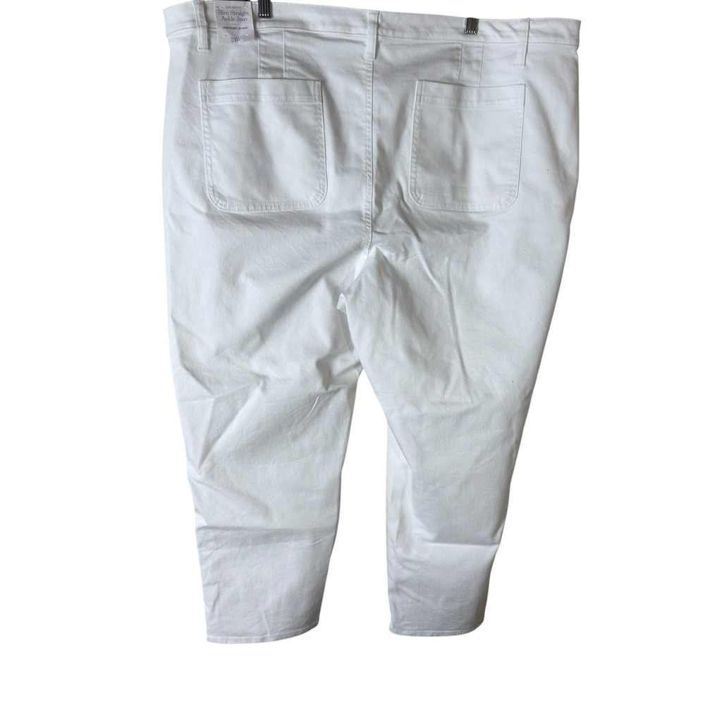 NWT Talbots Slim Straight Ankle Jean White Women 24W Plus Size Stretch Denim - Picture 3 of 6